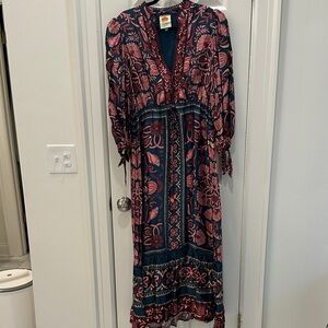 Floral Maxi Dress in Pink and Green